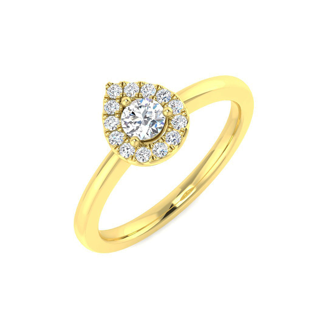 Round Diamond Halo Engagement Ring in 10K/14K gold and platinum with certified lab-grown or natural diamonds