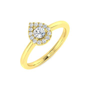 Round Diamond Halo Engagement Ring in 10K/14K gold and platinum with certified lab-grown or natural diamonds