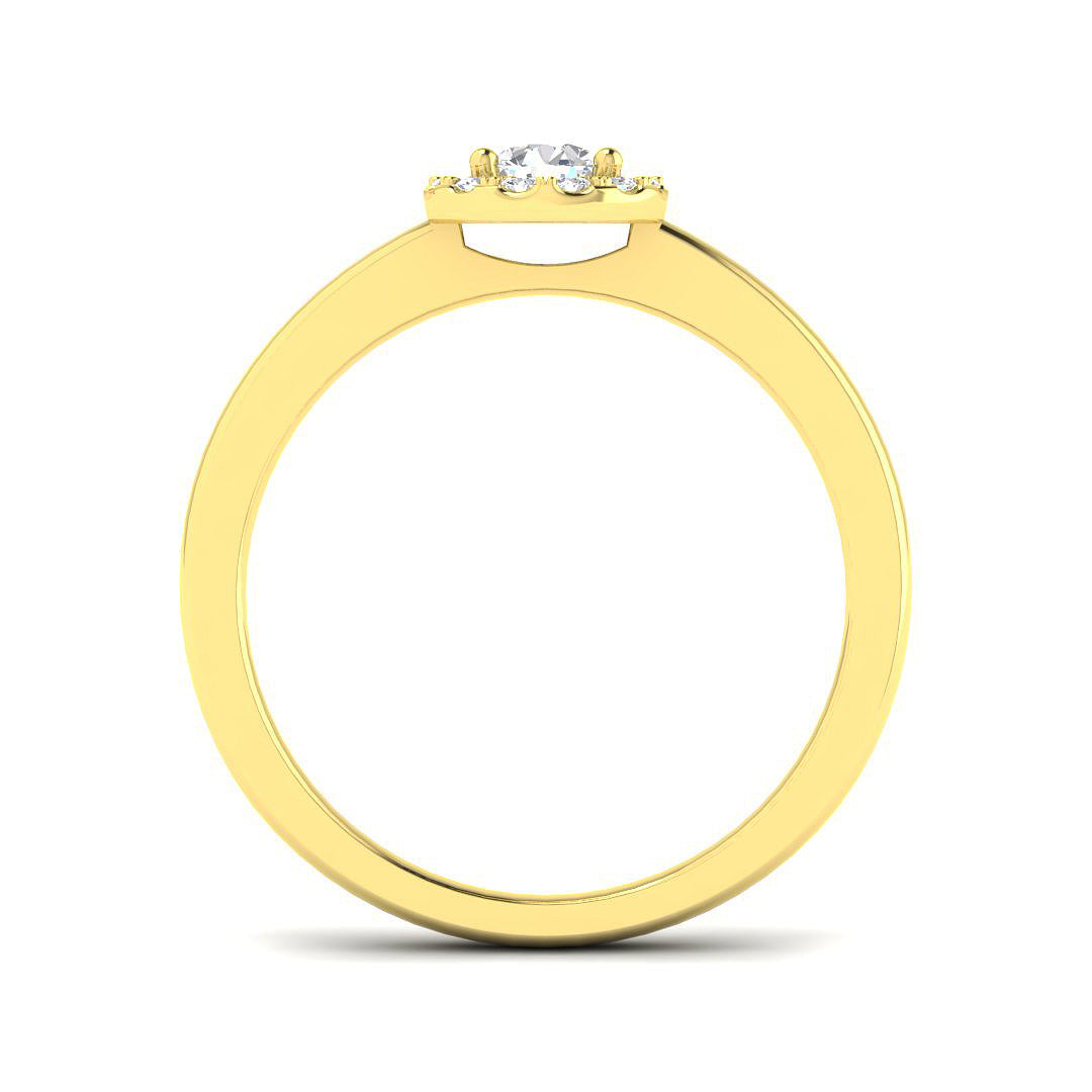 Round Diamond Halo Engagement Ring in 10K/14K gold and platinum with certified lab-grown or natural diamonds