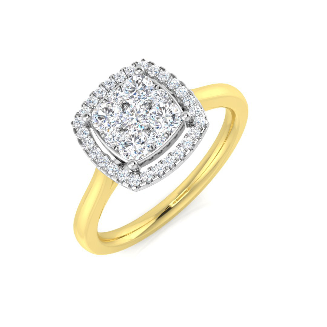 Cluster Halo Diamond Ring 0.50ct in 10K/14K gold and platinum with certified lab-grown or natural diamonds