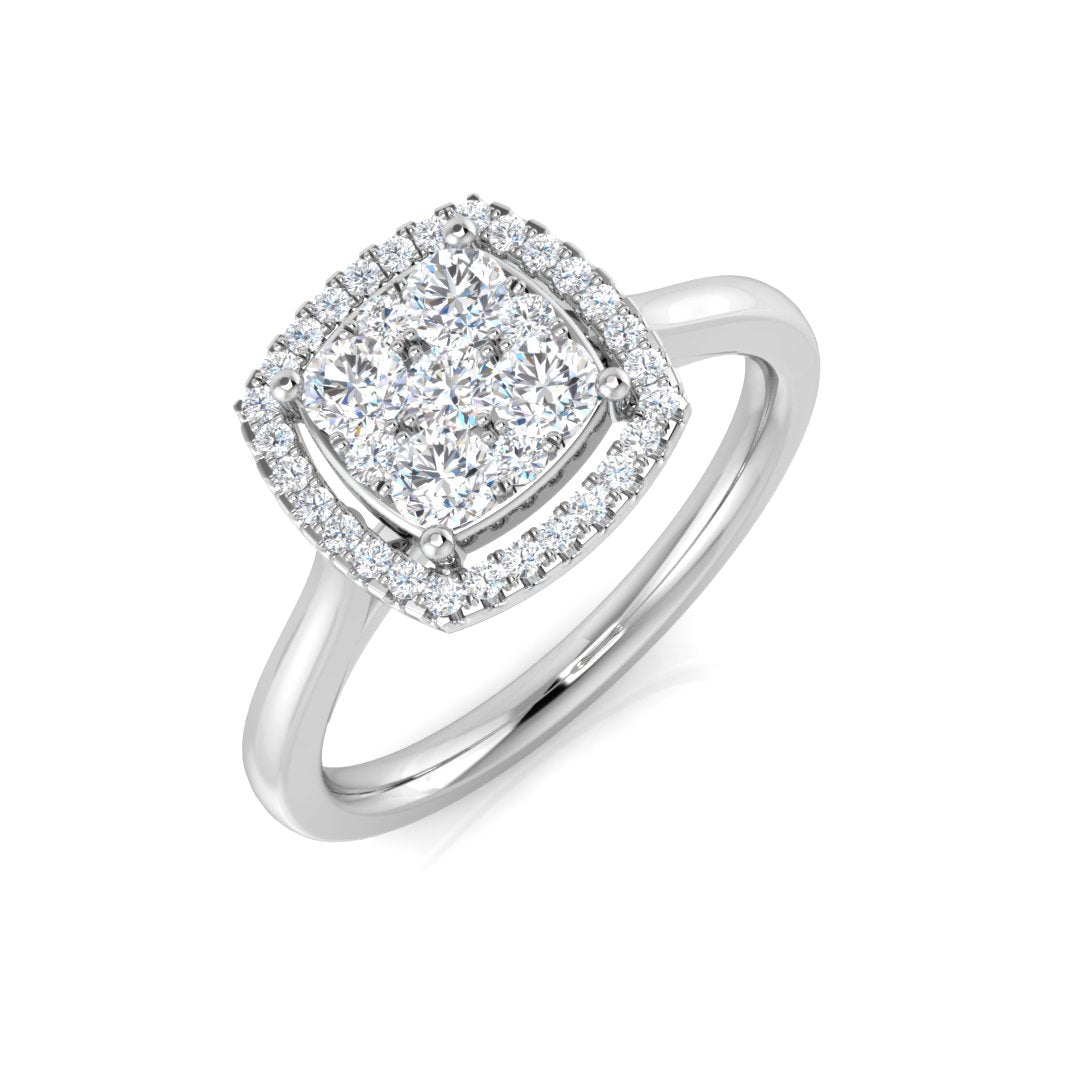 Cluster Halo Diamond Ring 0.50ct in 10K/14K gold and platinum with certified lab-grown or natural diamonds