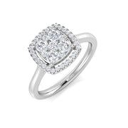 Cluster Halo Diamond Ring 0.50ct in 10K/14K gold and platinum with certified lab-grown or natural diamonds