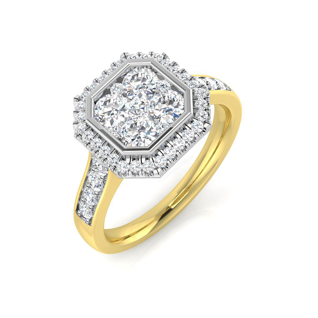 Diamond Regal Cluster Ring in 10K/14K gold and platinum with certified lab-grown or natural diamonds