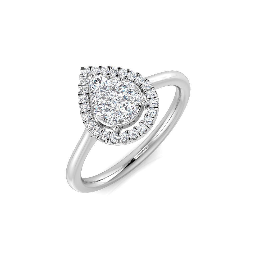 Luxury Round Diamond Halo Cluster Ring 0.33ct UK Hallmarked in 10K/14K gold and platinum with certified lab-grown or natural diamonds