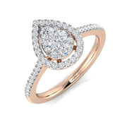 Pear Shape Sunken Cluster Halo Diamond Ring 0.50ct in 10K/14K gold and platinum with certified lab-grown or natural diamonds