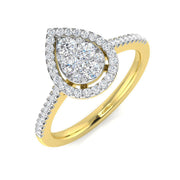 Pear Shape Sunken Cluster Halo Diamond Ring 0.50ct in 10K/14K gold and platinum with certified lab-grown or natural diamonds