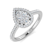 Pear Shape Sunken Cluster Halo Diamond Ring 0.50ct in 10K/14K gold and platinum with certified lab-grown or natural diamonds