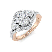 Cluster Halo Diamond Engagement Ring in 10K/14K gold and platinum with certified lab-grown or natural diamonds