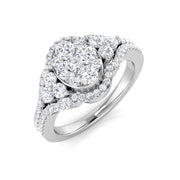 Cluster Halo Diamond Engagement Ring in 10K/14K gold and platinum with certified lab-grown or natural diamonds