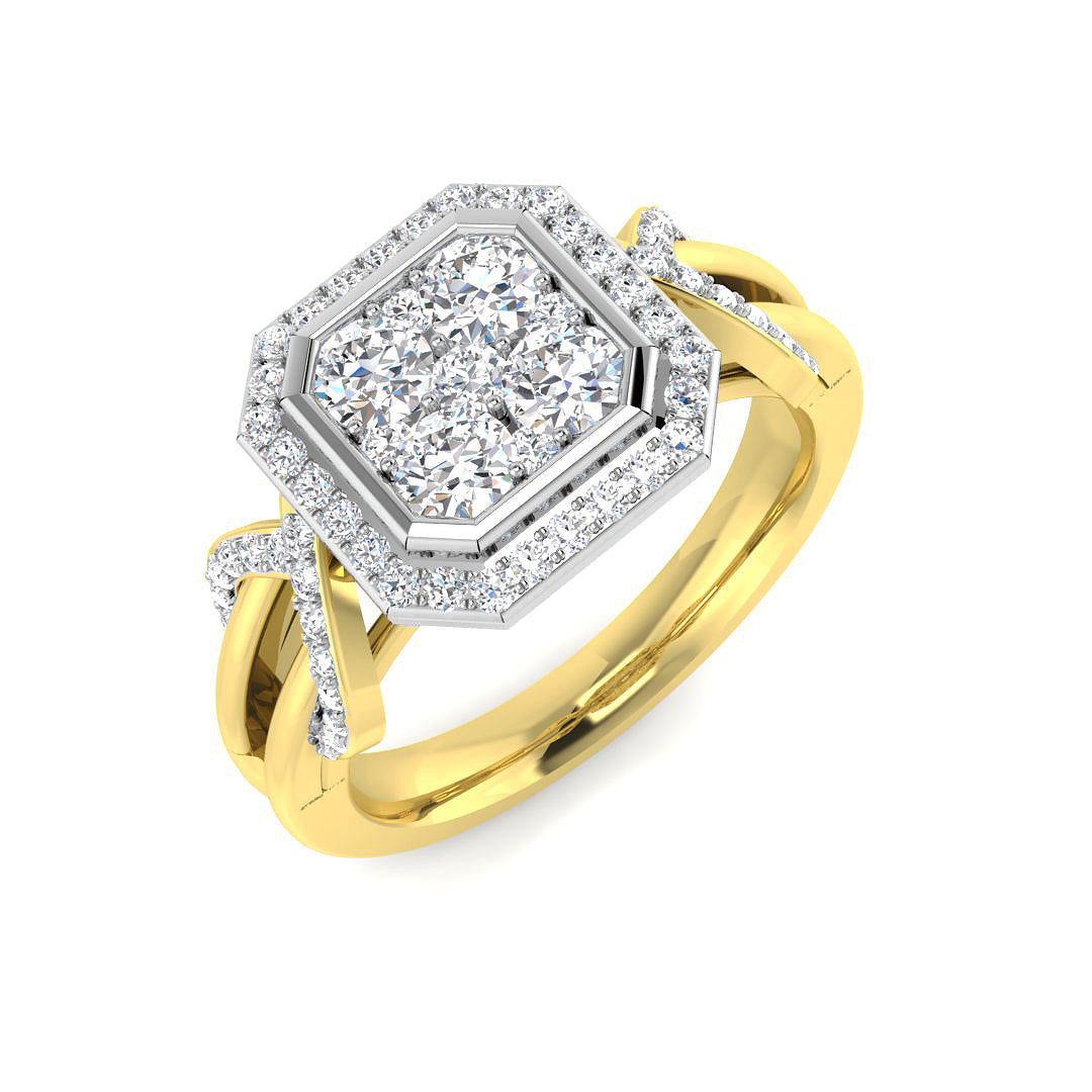 Diamond Majektic Cluster Ring in 10K/14K gold and platinum with certified lab-grown or natural diamonds