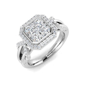 Diamond Majektic Cluster Ring in 10K/14K gold and platinum with certified lab-grown or natural diamonds