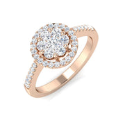 Round Diamond Cluster Ring in 10K/14K gold and platinum with certified lab-grown or natural diamonds