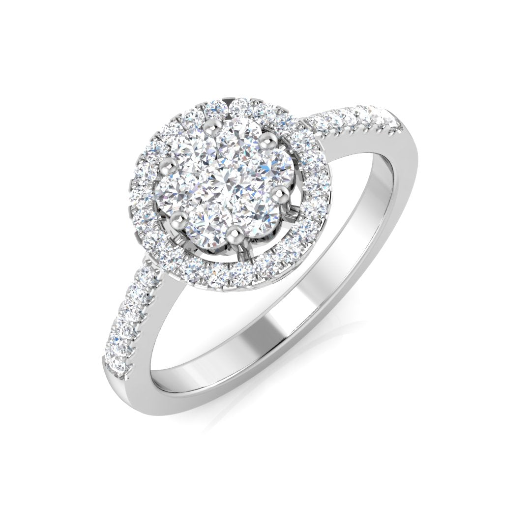 Round Diamond Cluster Ring in 10K/14K gold and platinum with certified lab-grown or natural diamonds