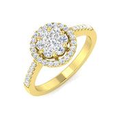 Round Diamond Cluster Ring in 10K/14K gold and platinum with certified lab-grown or natural diamonds