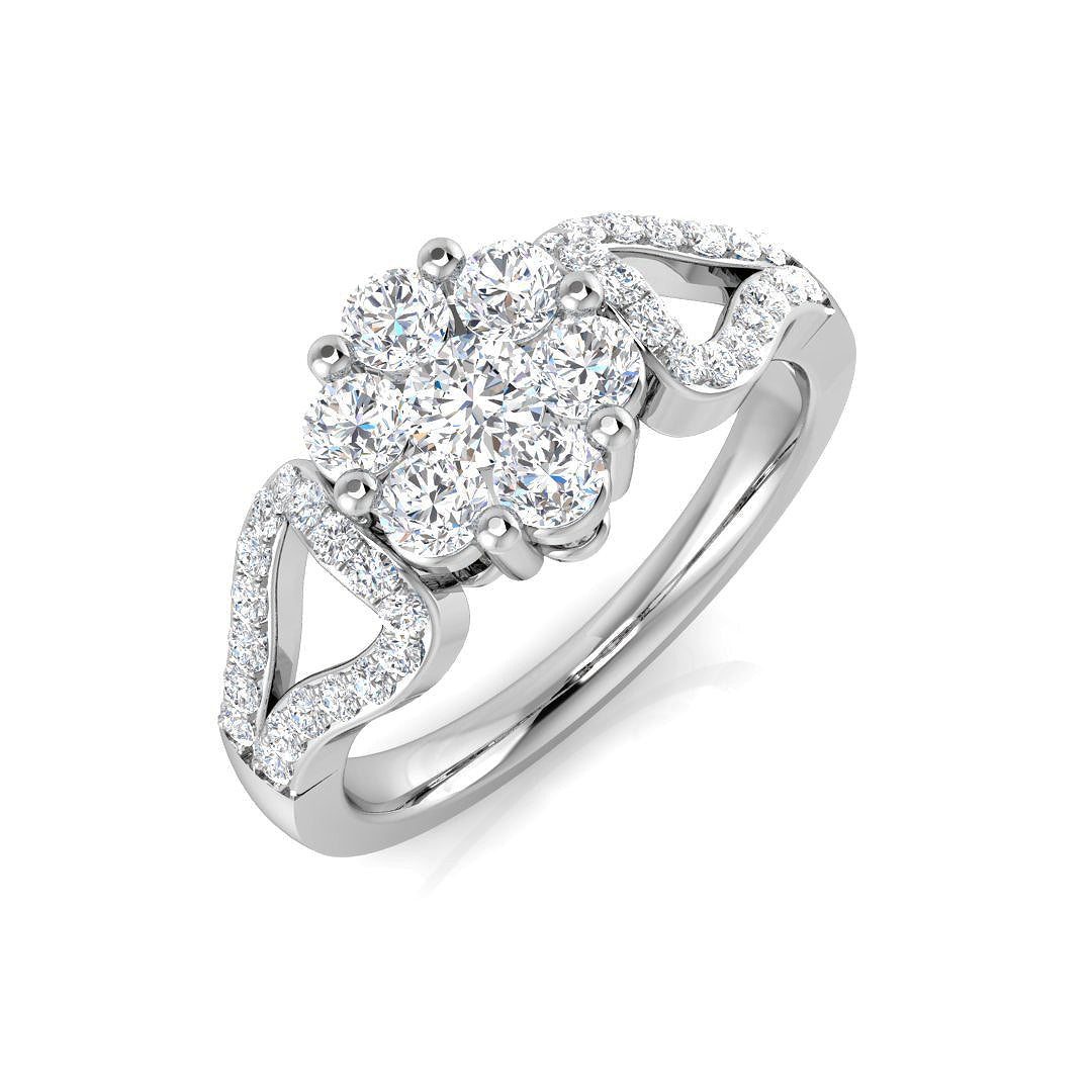 Diamond Cluster Ring 0.75ct in 10K/14K gold and platinum with certified lab-grown or natural diamonds