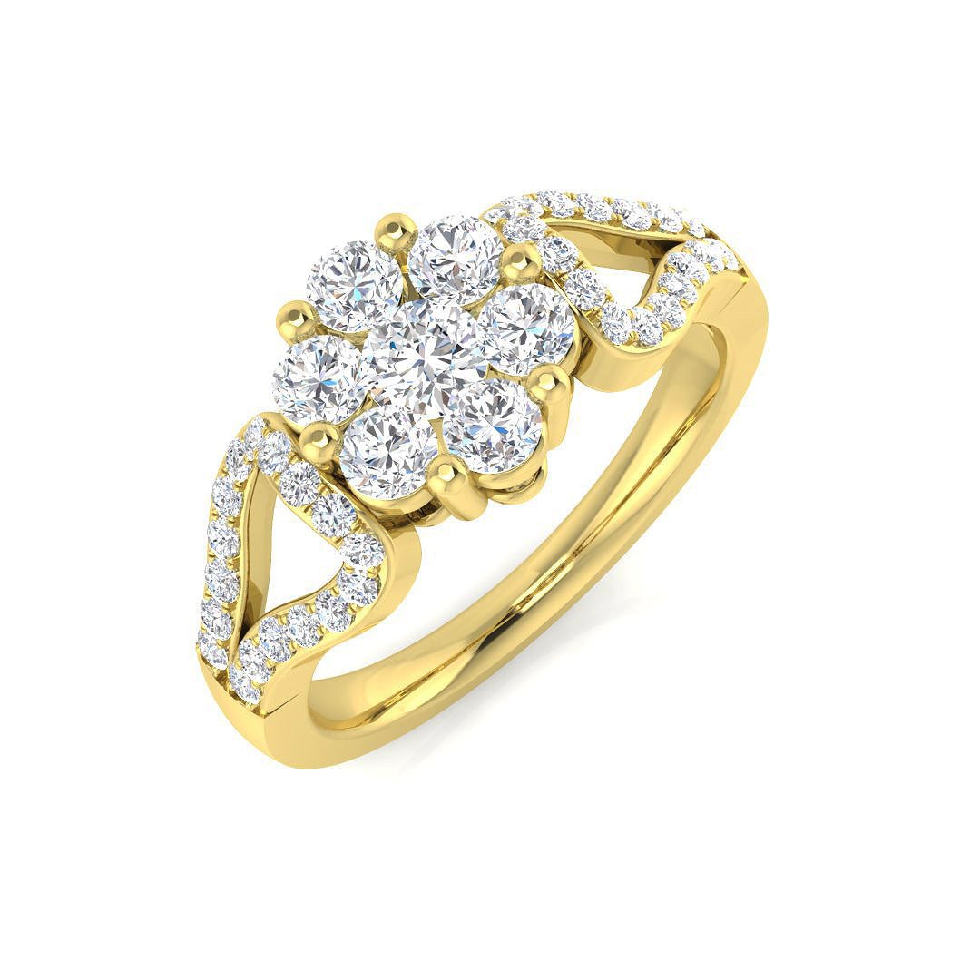 Diamond Cluster Ring 0.75ct in 10K/14K gold and platinum with certified lab-grown or natural diamonds