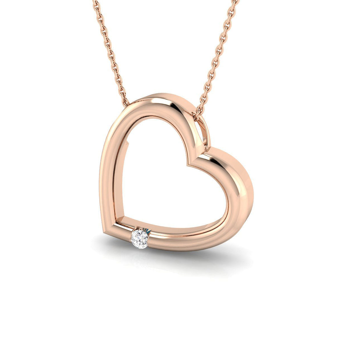 Heart-Shaped Diamond Necklace in 10K/14K gold and platinum with certified lab-grown or natural diamonds