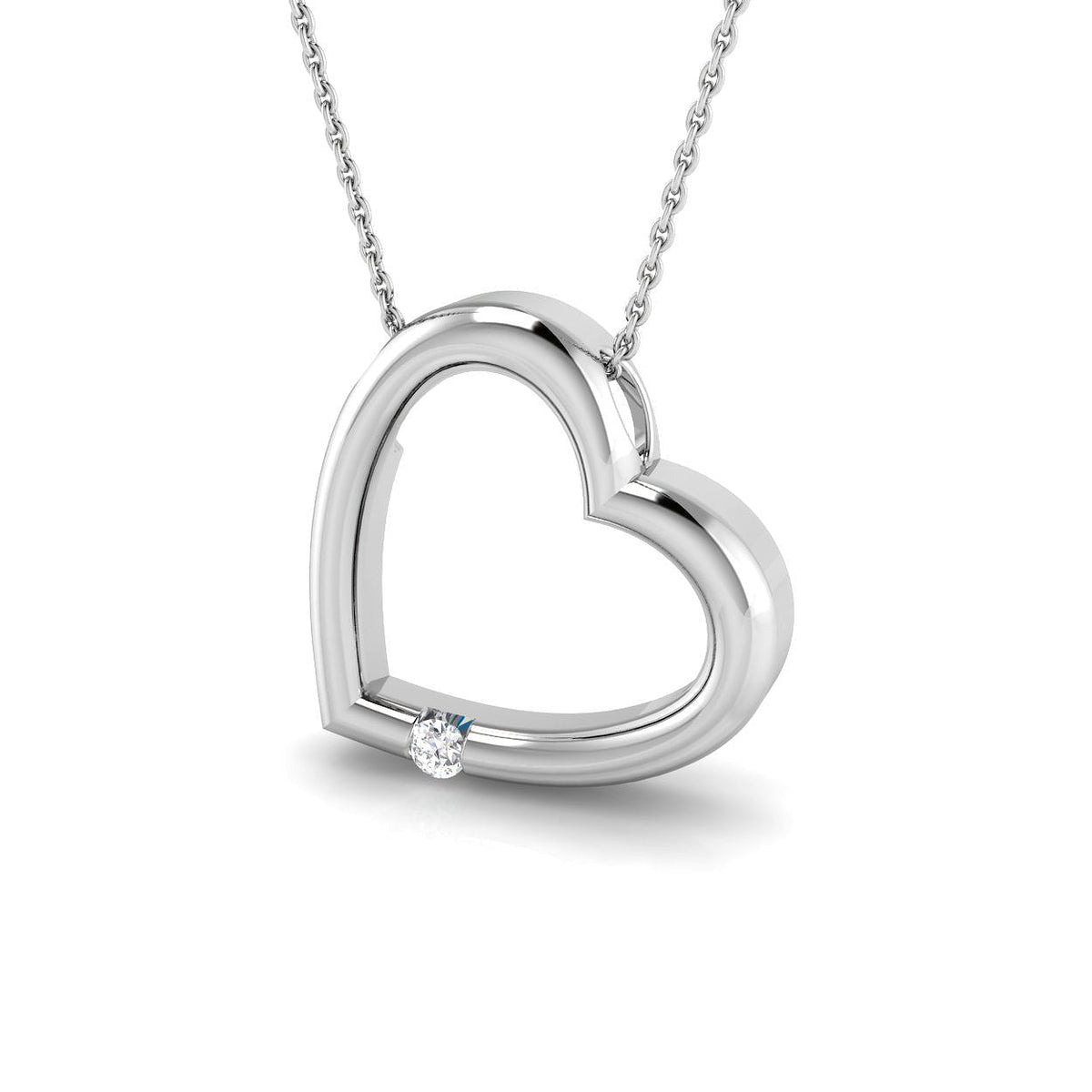 Heart-Shaped Diamond Necklace in 10K/14K gold and platinum with certified lab-grown or natural diamonds