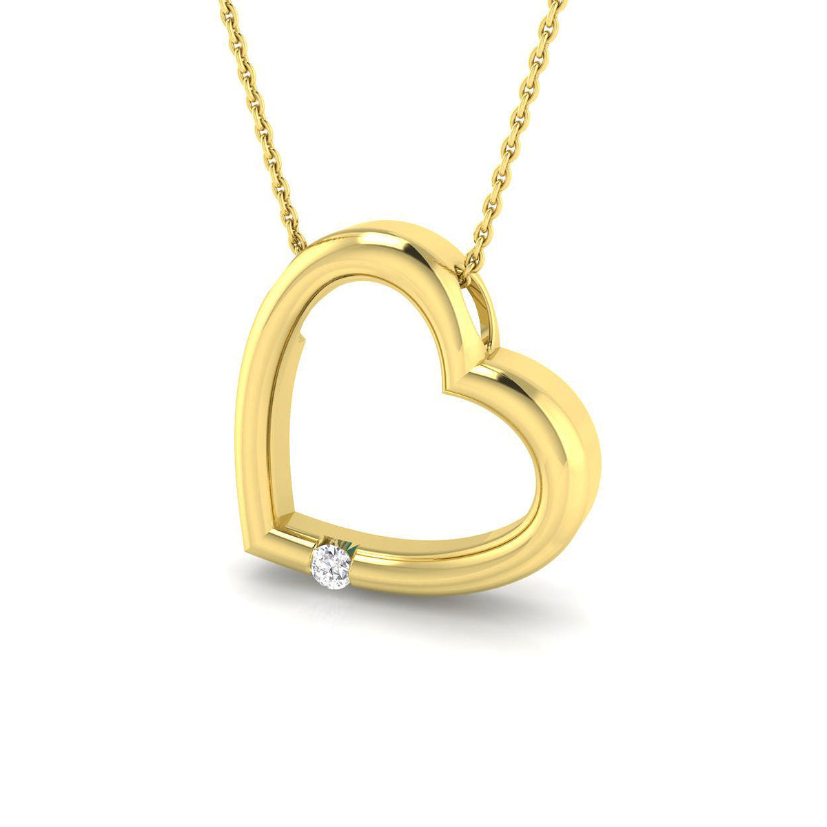 Heart-Shaped Diamond Necklace in 10K/14K gold and platinum with certified lab-grown or natural diamonds