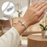 Lab Grown Pear Cut Halo Diamond with Round Accent Bangle with Box Lock in 10K/14K gold and platinum with certified lab-grown or natural diamonds