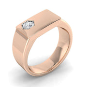Men’s Modern Diamond Signet Ring with Angled Centre Stone in Gold & in 10K/14K gold and platinum with certified lab-grown or natural diamonds