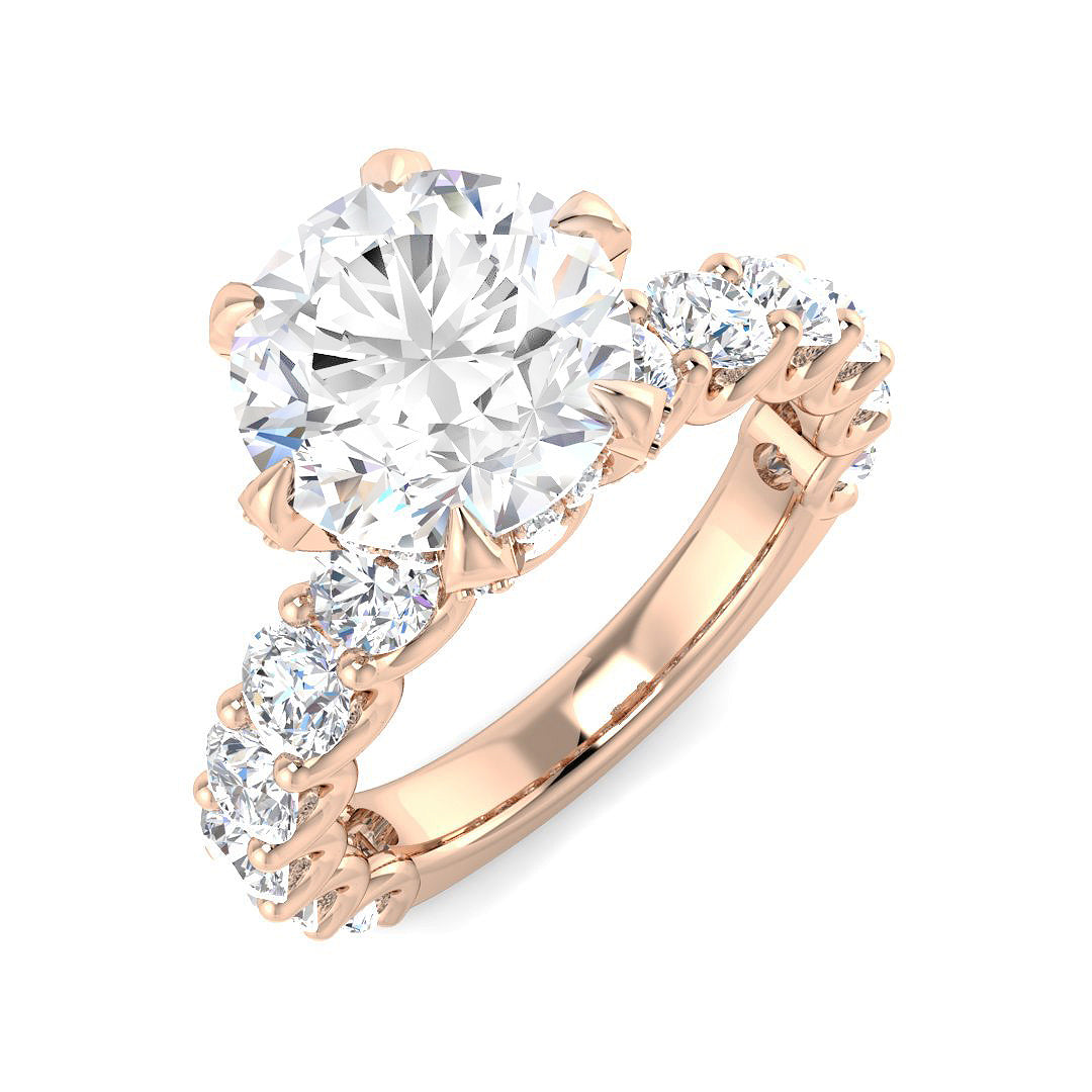 Lab-Grown 5.50 Ct Round Diamond Engagement Ring in 10K/14K gold and platinum with certified lab-grown or natural diamonds