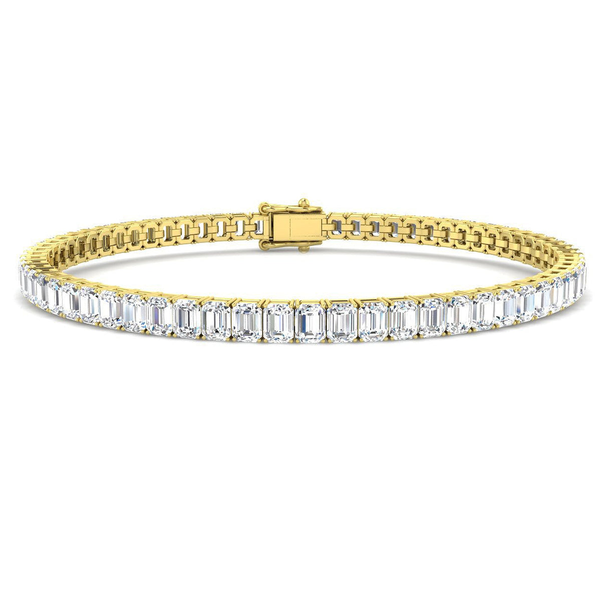 Emerald Cut Natural Diamond Tennis Bracelet or Solid Gold with Box Clasp in 10K/14K gold and platinum with certified lab-grown or natural diamonds