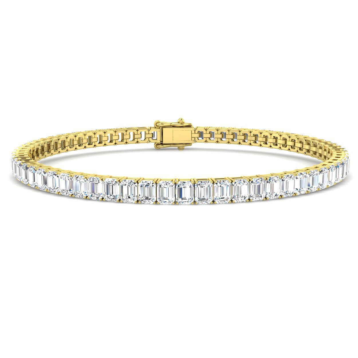Emerald Cut Natural Diamond Tennis Bracelet or Solid Gold with Box Clasp in 10K/14K gold and platinum with certified lab-grown or natural diamonds