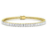 Emerald Cut Natural Diamond Tennis Bracelet or Solid Gold with Box Clasp in 10K/14K gold and platinum with certified lab-grown or natural diamonds