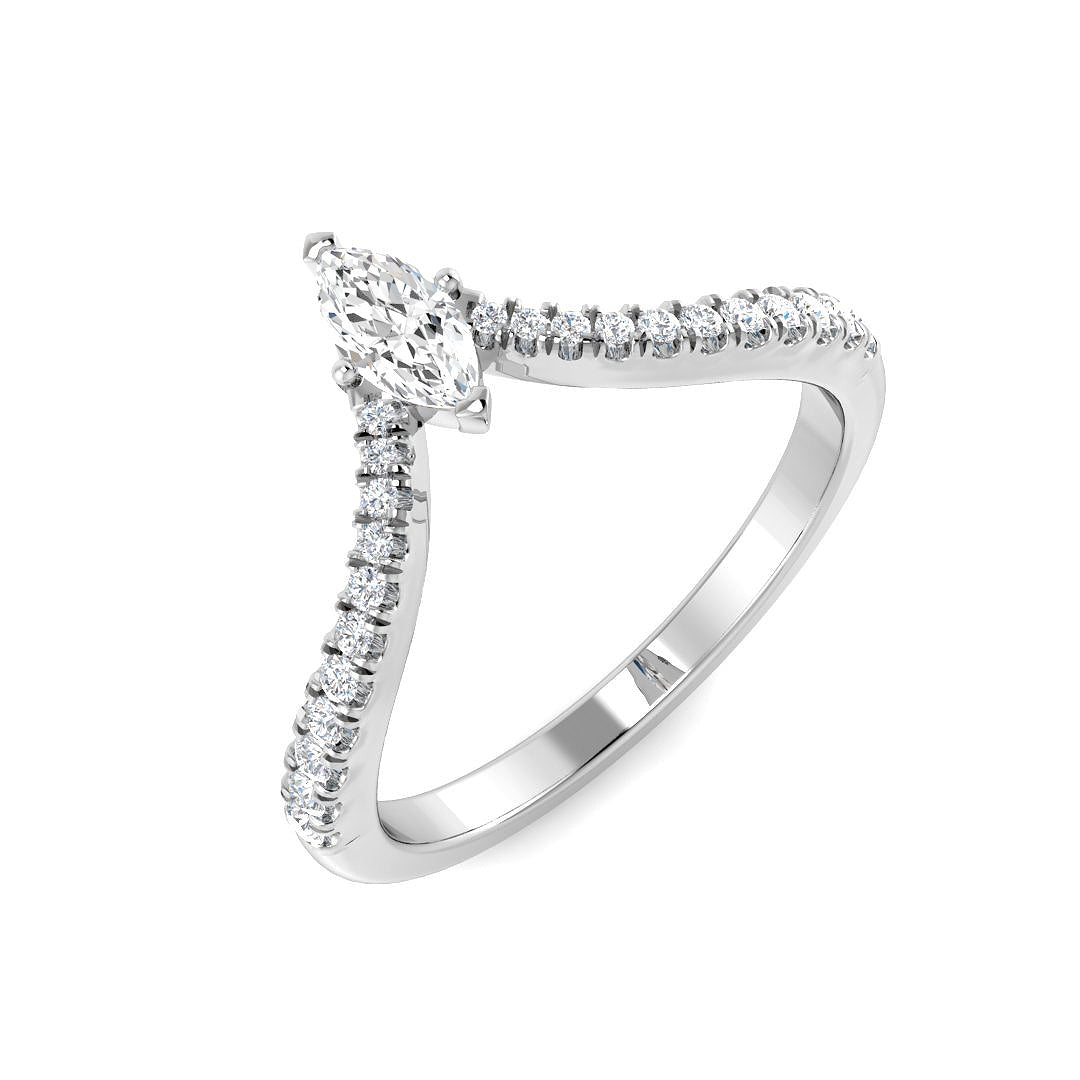 Marquise Diamond Wishbone Ring in 10K/14K gold and platinum with certified lab-grown or natural diamonds