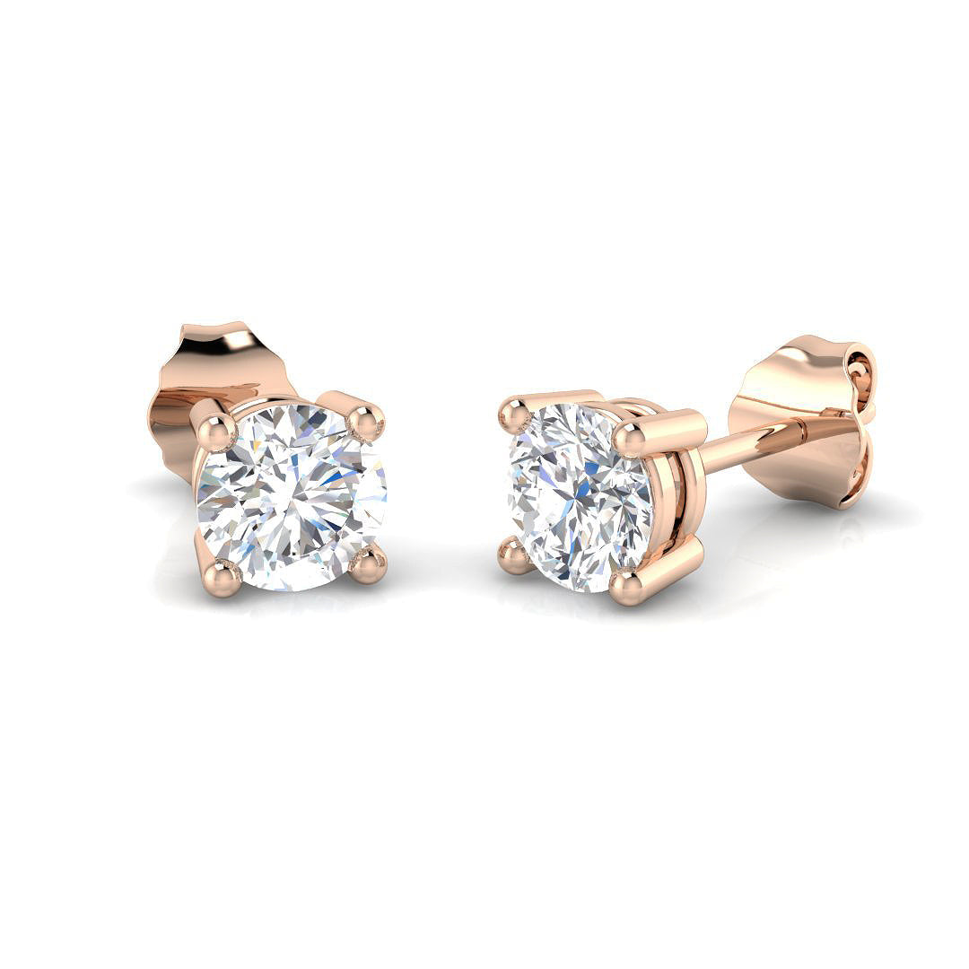 Stud Earrings with Lab Grown Round Cut Diamond - 3.00ct in 10K/14K gold and platinum with certified lab-grown or natural diamonds