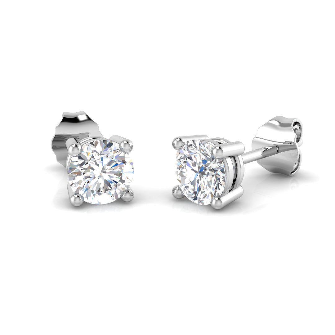 Stud Earrings with Lab Grown Round Cut Diamond - 3.00ct in 10K/14K gold and platinum with certified lab-grown or natural diamonds