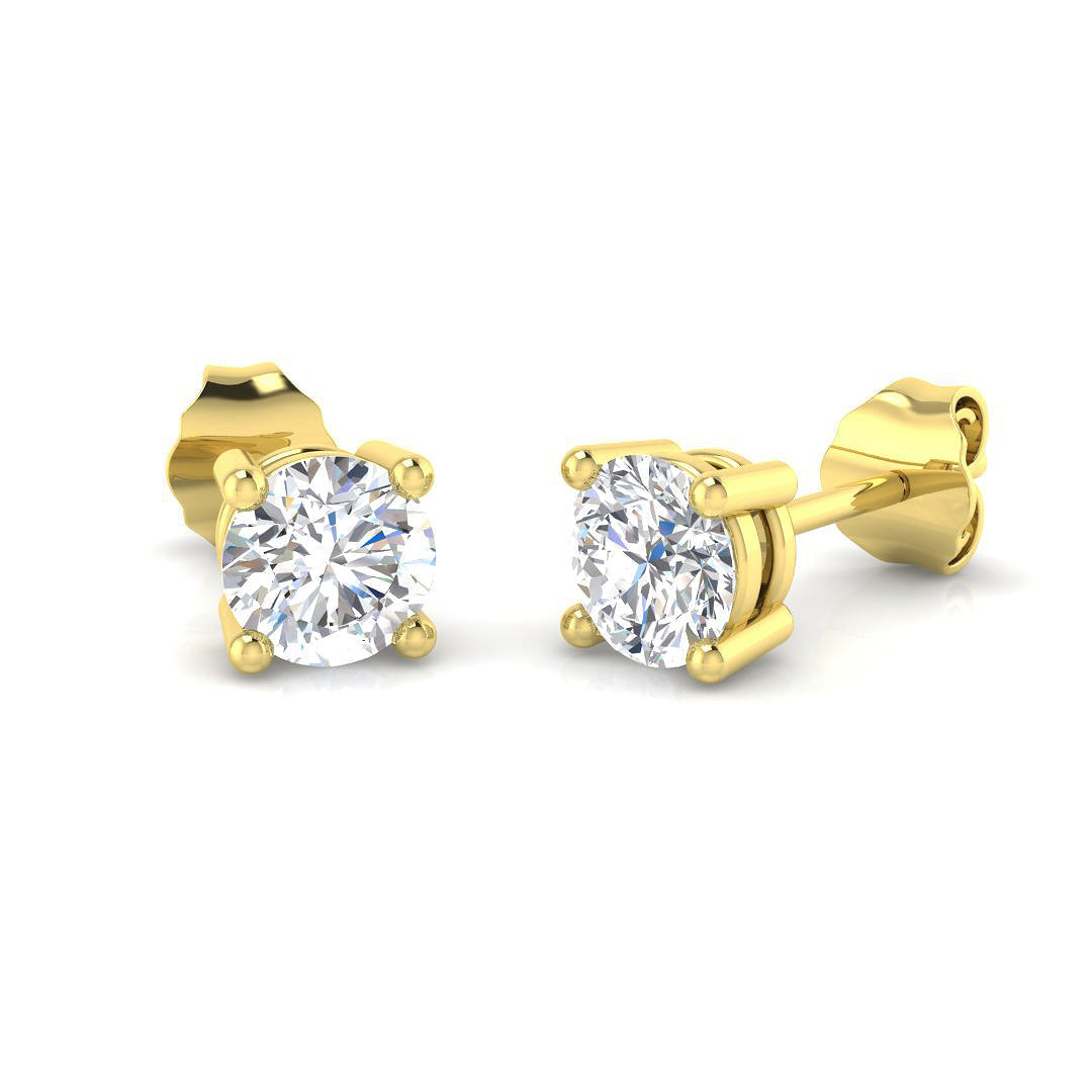 Stud Earrings with Lab Grown Round Cut Diamond - 3.00ct in 10K/14K gold and platinum with certified lab-grown or natural diamonds
