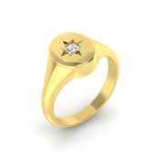 Men's Diamond Star Set Signet Ring in White, Yellow, & in 10K/14K gold and platinum with certified lab-grown or natural diamonds
