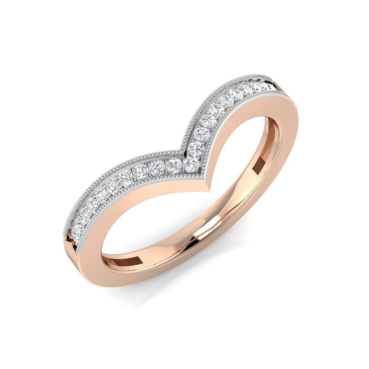 Rounded Diamond Wishbone Ring in 10K/14K gold and platinum with certified lab-grown or natural diamonds