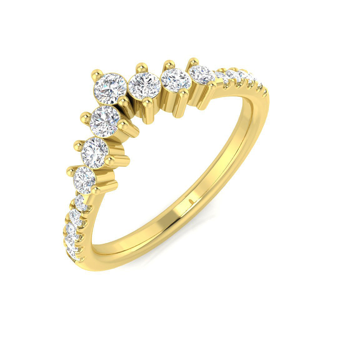 Graduated Diamond Wishbone Ring in 10K/14K gold and platinum with certified lab-grown or natural diamonds