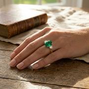 Two-Tone Natural Diamond Three-Stone Ring with Oval Colour Gemstone in 10K/14K gold and platinum with certified lab-grown or natural diamonds