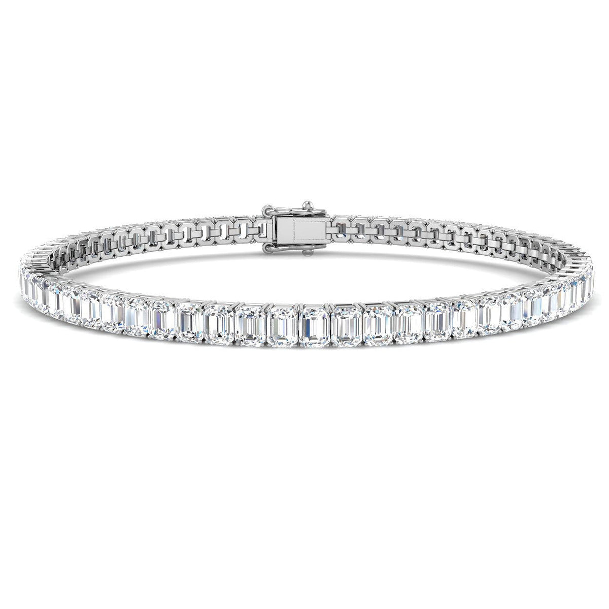 Emerald Cut Natural Diamond Tennis Bracelet or Solid Gold with Box Clasp in 10K/14K gold and platinum with certified lab-grown or natural diamonds