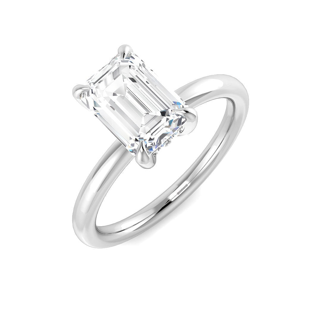 Emerald Cut Diamond Solitaire Ring in 10K/14K gold and platinum with certified lab-grown or natural diamonds