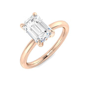 Emerald Cut Diamond Solitaire Ring in 10K/14K gold and platinum with certified lab-grown or natural diamonds