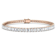 Emerald Cut Natural Diamond Tennis Bracelet or Solid Gold with Box Clasp in 10K/14K gold and platinum with certified lab-grown or natural diamonds