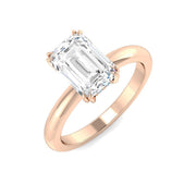 Emerald & Round Diamond Ring with Hidden Halo & Double Prong in 10K/14K gold and platinum with certified lab-grown or natural diamonds