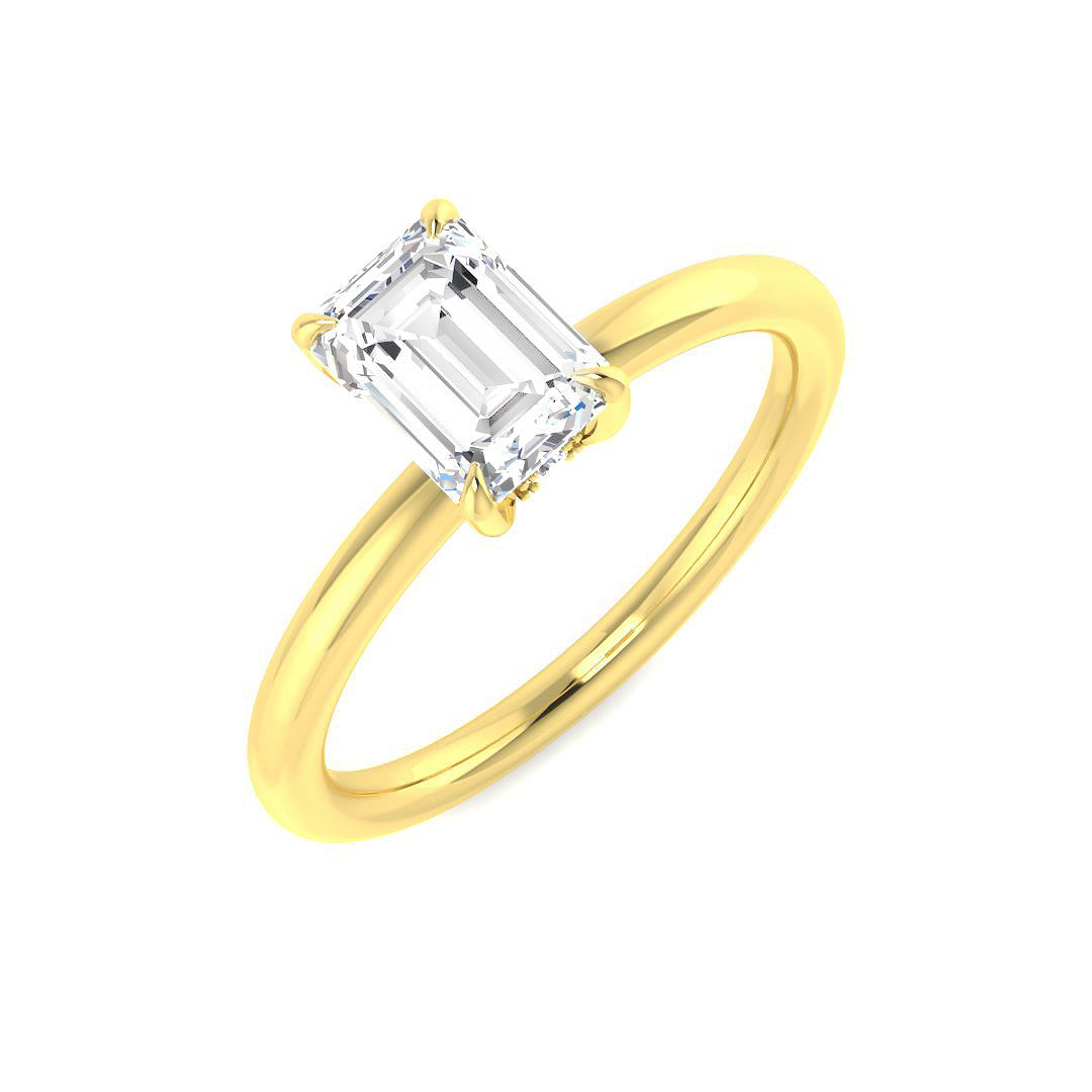 Emerald Cut Diamond Solitaire Engagement Ring in 10K/14K gold and platinum with certified lab-grown or natural diamonds
