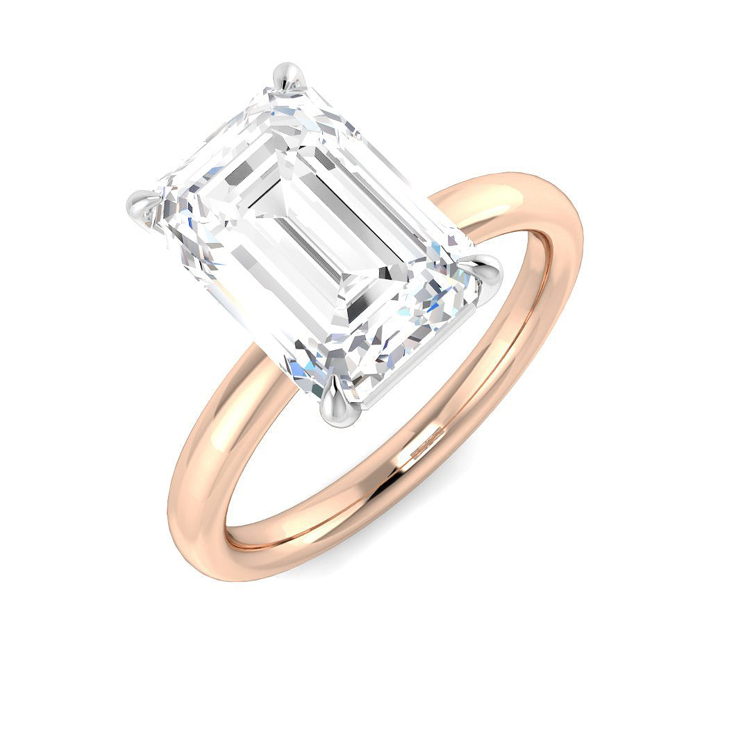 Emerald Cut Diamond Solitaire Ring in 10K/14K gold and platinum with certified lab-grown or natural diamonds