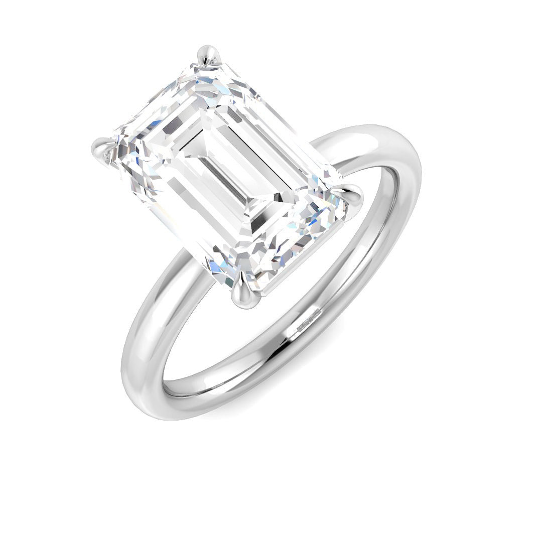 Emerald Cut Diamond Solitaire Ring in 10K/14K gold and platinum with certified lab-grown or natural diamonds
