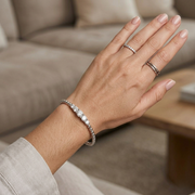 Platinum Natural Round Cut Five Stone Diamond Prong Set Beaded Style Fancy Bangle in 10K/14K gold and platinum with certified lab-grown or natural diamonds