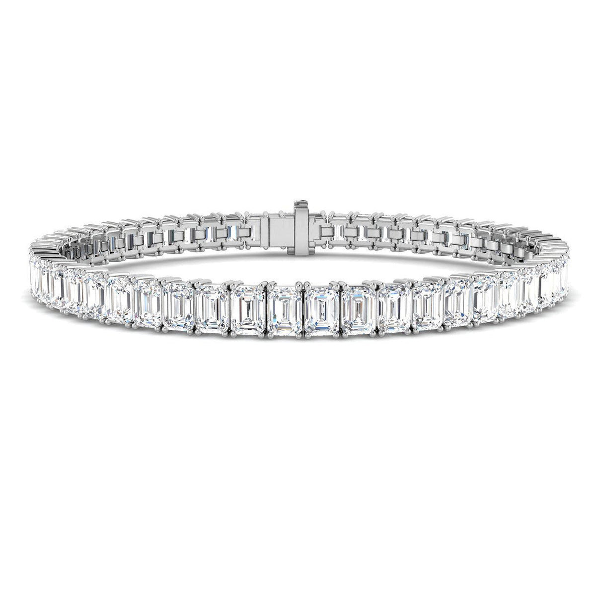 Emerald Cut Natural Diamond Tennis Bracelet or Solid Gold with Box Clasp in 10K/14K gold and platinum with certified lab-grown or natural diamonds