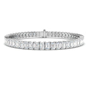 Emerald Cut Natural Diamond Tennis Bracelet or Solid Gold with Box Clasp in 10K/14K gold and platinum with certified lab-grown or natural diamonds
