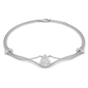 Natural Pear Halo Diamond Double Chain Bracelet with Lobster Clasp in 10K/14K gold and platinum with certified lab-grown or natural diamonds