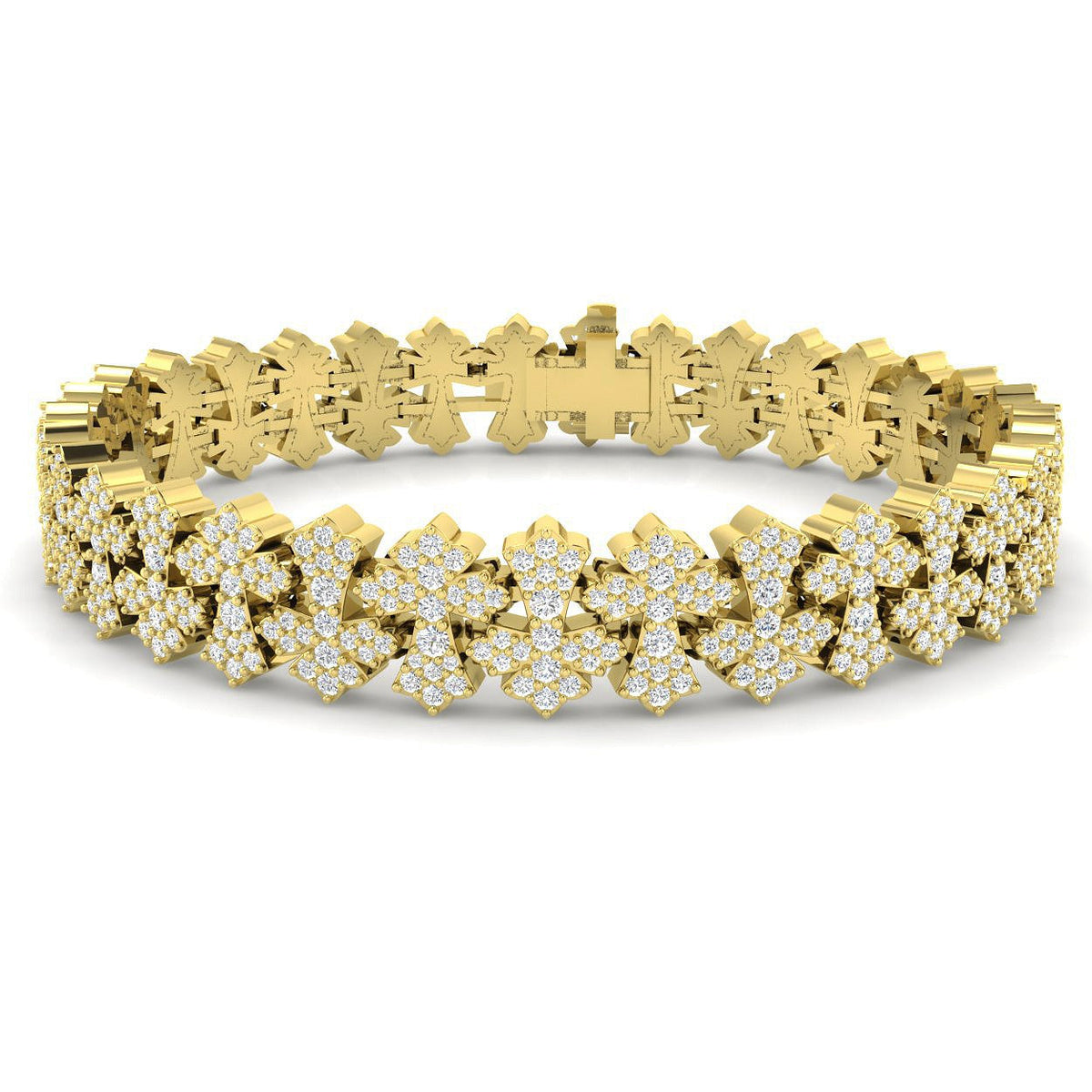 Lab Grown Diamond Flower Cluster Tennis Bracelet for Women - Box Clasp in 10K/14K gold and platinum with certified lab-grown or natural diamonds